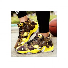 Cheap lightweight running yellow high cut basketball shoes men