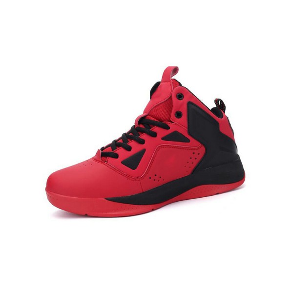 Red high quality PU custom boys running sneakers casual high top basketball shoes 