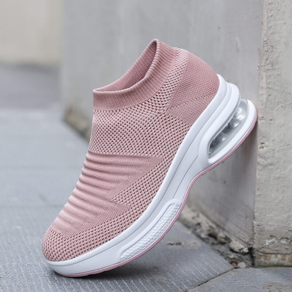 Women Casual Comfortable Striped Knitted Sports Running Shoes 