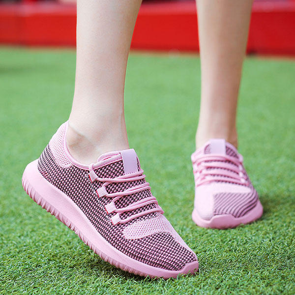 Lace Up Mesh Causal Outdoor Sport Running Breathable Flat Shoes 