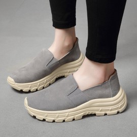 Women Solid Color Casual Slip On Comfortable Sports Walking Shoes