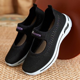 Women Breathable Comfy Mesh Hook&Loop Casual Walking Shoes