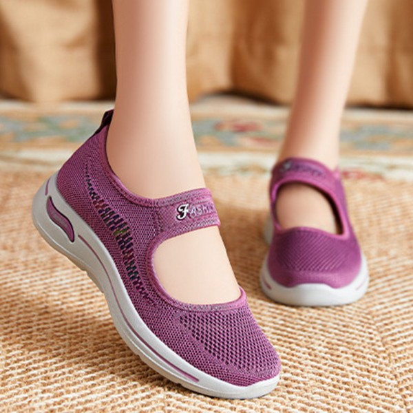 Women Breathable Comfy Mesh Hook&Loop Casual Walking Shoes 