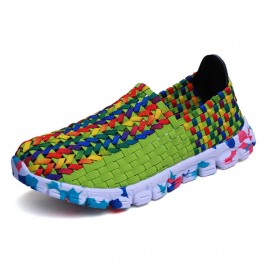 US Size 5-10 Women Casual Hand-made Knitting Shoes Outdoor Breathable Comfortable Flats Shoes