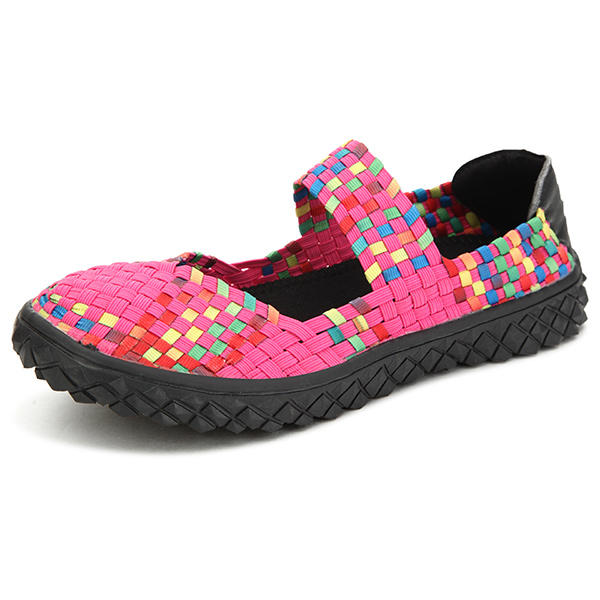 Women Summer Breathable Sandals Knit Platform Elastic Shoes 