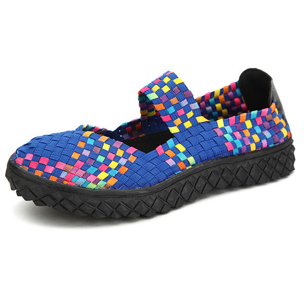 Women Summer Breathable Sandals Knit Platform Elastic Shoes 