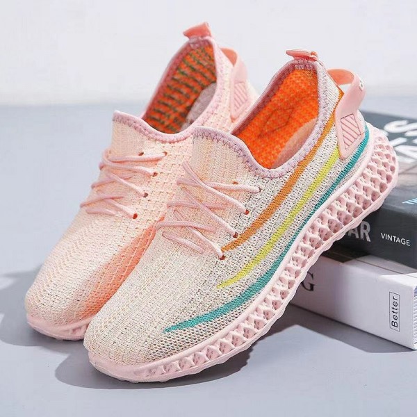 Women Breathable Mesh Rainbow Pattern Running Shoes Casual Sneakers 