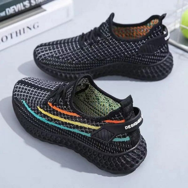 Women Breathable Mesh Rainbow Pattern Running Shoes Casual Sneakers 