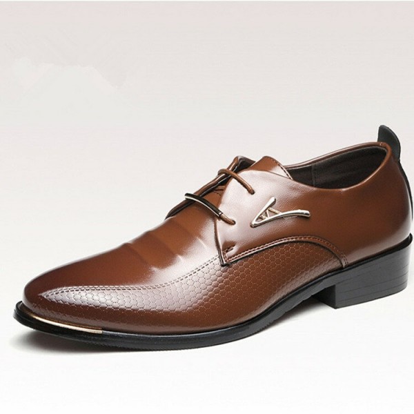 Men Microfiber Leather Breathable Pointed Toe Comfy England Dress Casual Business Shoes 