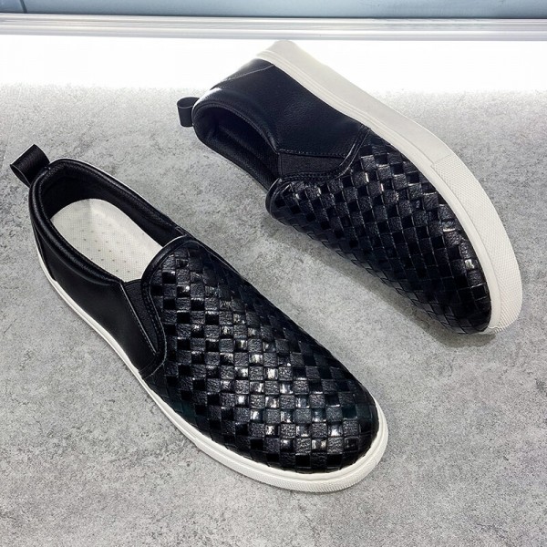 Men Breathable Vintage Weave Soft Bottom Slip On Comfy Casual Court Shoes 