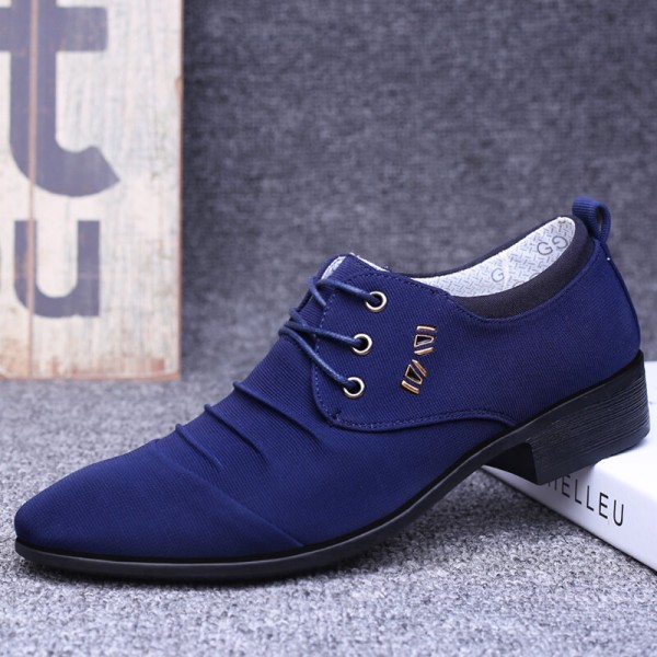 Men Canvas Breathable Non Slip Pointy Toe Brief Business Casual Shoes 