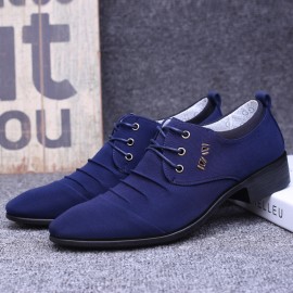 Men Canvas Breathable Non Slip Pointy Toe Brief Business Casual Shoes