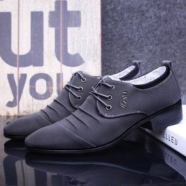 Men Canvas Breathable Non Slip Pointy Toe Brief Business Casual Shoes