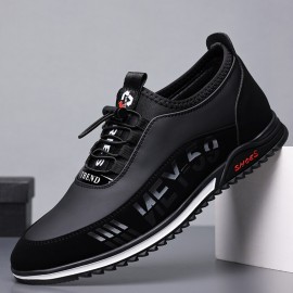 Men Microfiber Leather Breathable Soft Bottom Non Slip Elastic Laces Casual Business Shoes