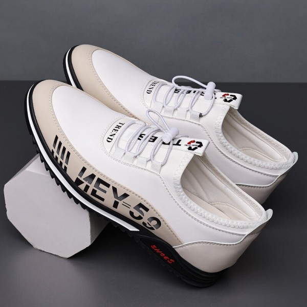 Men Microfiber Leather Breathable Soft Bottom Non Slip Elastic Laces Casual Business Shoes 