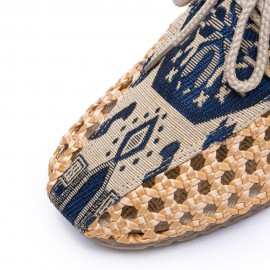 Men Hollow Out Woven Breathable Non Slip Chinese Style Pattern Casual Canvas Shoes