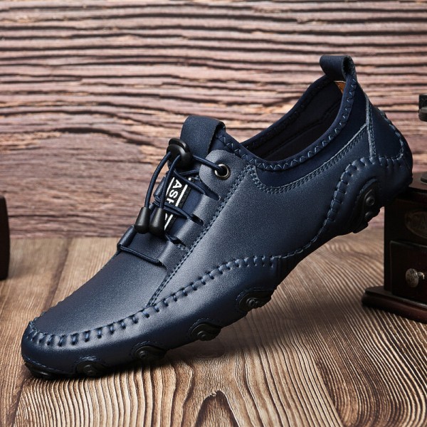 Men Cowhide Breathable Comfy Soft Bottom Hand Stitching Non Slip Outdoor Casual Shoes 