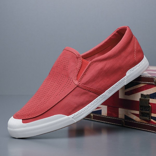 Men Breathable Ice Silk Soft Comfy Sole Solid Slip On Casual Court Shoes 