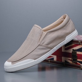 Men Breathable Ice Silk Soft Comfy Sole Solid Slip On Casual Court Shoes