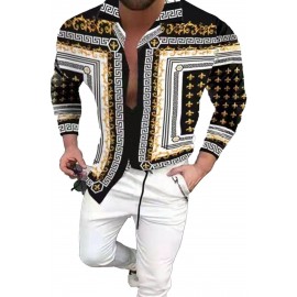 Men's Graphic Printed Long Sleeve Shirt