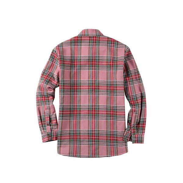 Pink Button-up Fleece lined Men's Plaid Shirt 